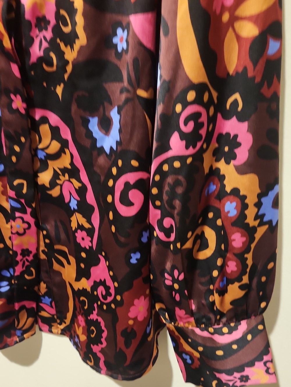❤️ ANN TAYLOR SATIN PAISLEY BUTTON DOWN TOP / BLOUSE, MEDIUM - Picture 5 of 11